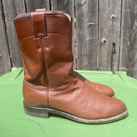 Justin 3404 Men's‎ Classic Roper Boot Tan Kiddie Cowhide Foot Roper Toe Men's 9D - Picture 3 of 8